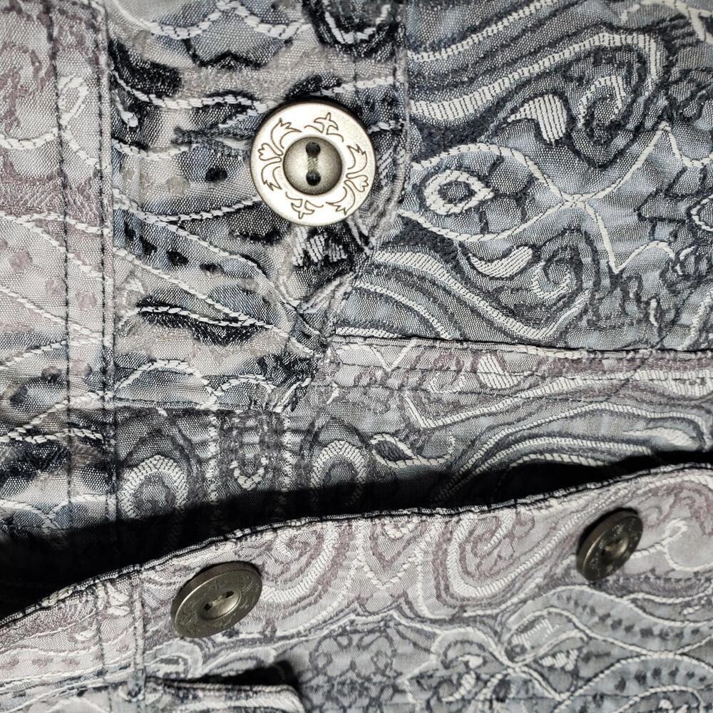 Analogy Women's Sz L Patterned Embroidered Statement Denim Jacket(1704) - Picture 6 of 8